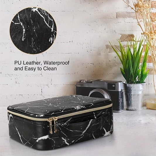 Marble Pattern Cosmetic Bag Zipper Lightweight Makeup Organizer
