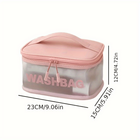 Transparent Waterproof Cosmetic Bag Plastic Handheld Makeup Storage Organizer