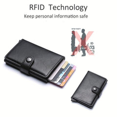 RFID Aluminum Men Card Wallet Buckle Card Holder Slim Mini Wallet