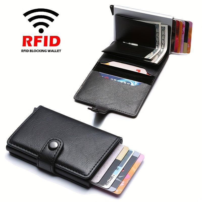 RFID Aluminum Men Card Wallet Buckle Card Holder Slim Mini Wallet