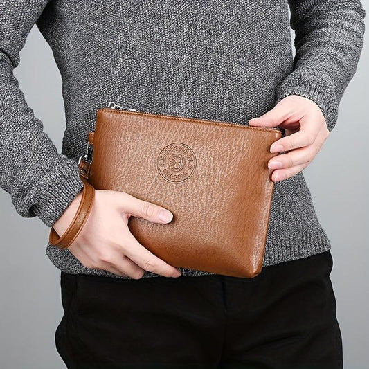Men's Clutch Envelope Bag Business Casual Handbag Zipper Money Clip