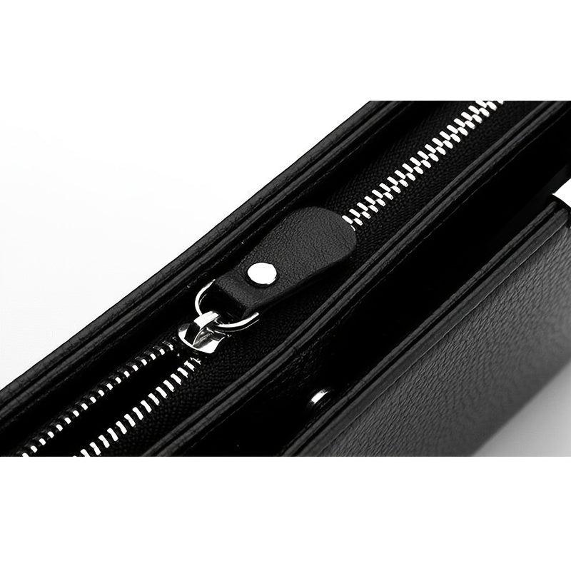 Men's Leather Zipper Long Business Wallet Phone Holder