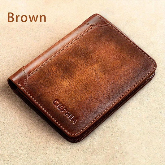 Vintage RFID Blocking Bifold Short Wallet for Men