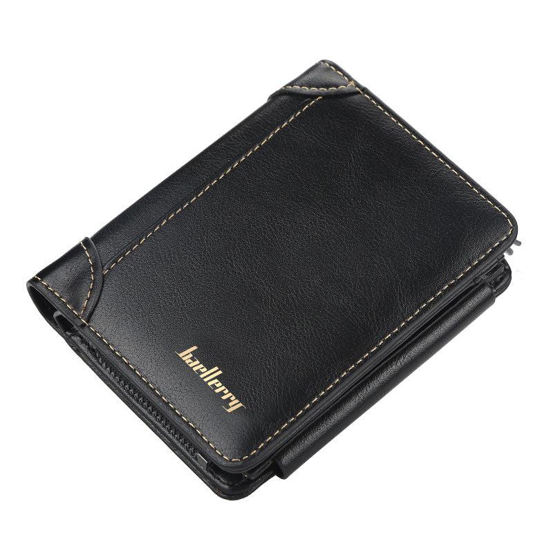 Men's Bifold Leather Wallet with Zipper Coin Pocket