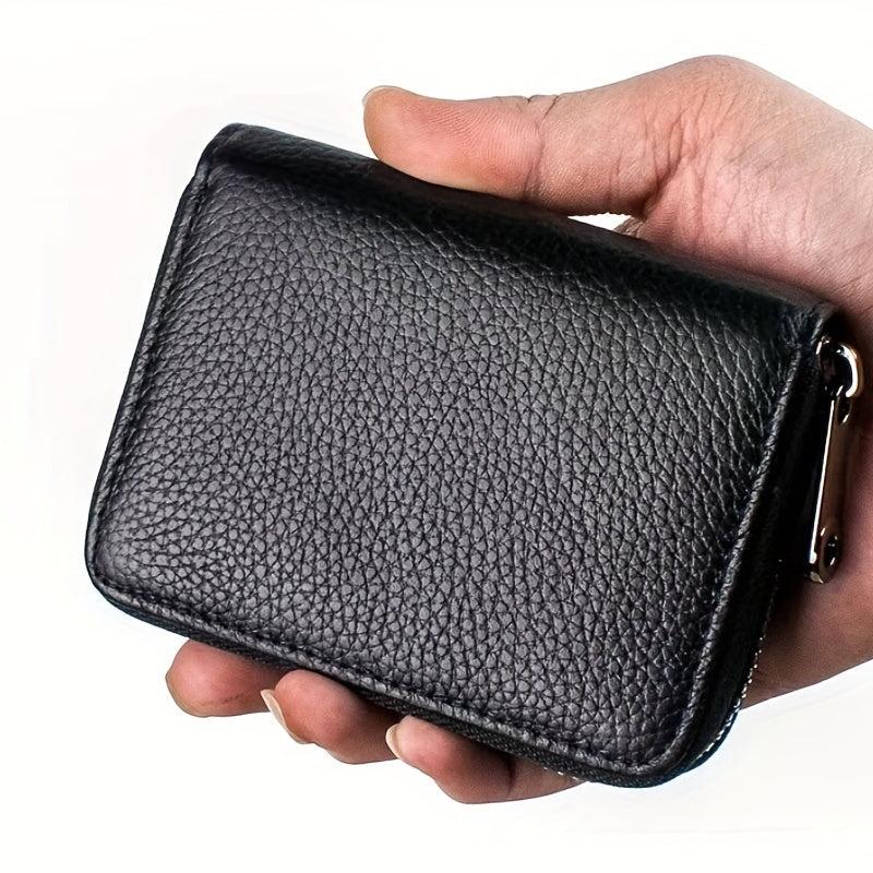 Men's PU Leather Card Bag - 20 Card Slots, 2 ID Slots, Anti-theft Clips