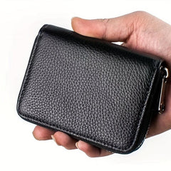 Men's PU Leather Card Bag - 20 Card Slots, 2 ID Slots, Anti-theft Clips