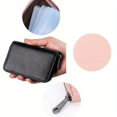 Men's PU Leather Card Bag - 20 Card Slots, 2 ID Slots, Anti-theft Clips