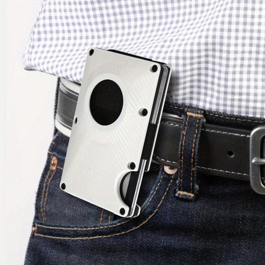 Gray Carbon Fiber Card Holder Airtag Card Holder Anti-theft Brush Wallet