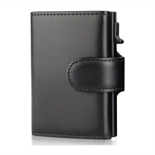 Men's Retro Leather RFID Wallet Aluminum Alloy Card Holder Slim