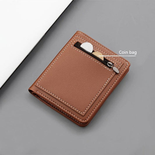 Short Zipper Men's Wallet Small Size