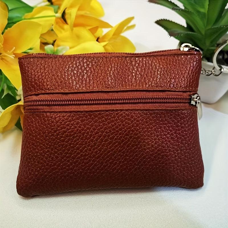 Soft Leather Coin Purse Short Wallet Key Bag Zipper Small Wallet