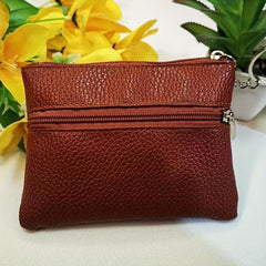 Soft Leather Coin Purse Short Wallet Key Bag Zipper Small Wallet