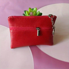 Soft Leather Coin Purse Short Wallet Key Bag Zipper Small Wallet