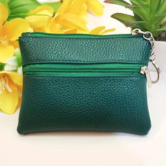 Soft Leather Coin Purse Short Wallet Key Bag Zipper Small Wallet
