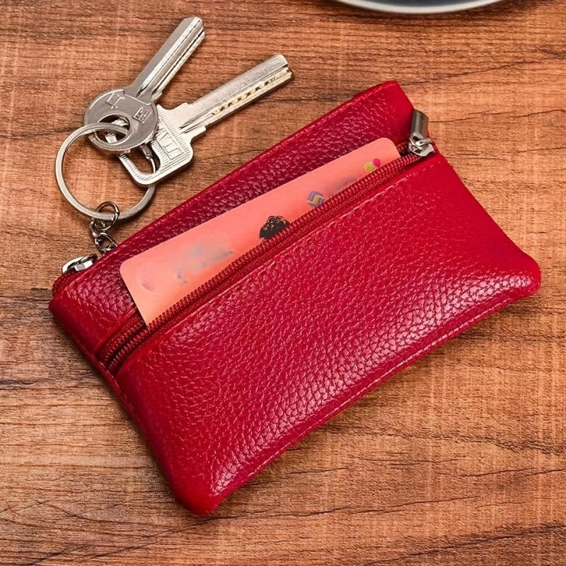Soft Leather Coin Purse Short Wallet Key Bag Zipper Small Wallet