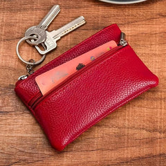 Soft Leather Coin Purse Short Wallet Key Bag Zipper Small Wallet