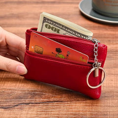 Soft Leather Coin Purse Short Wallet Key Bag Zipper Small Wallet