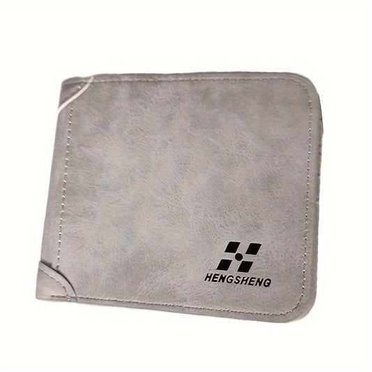 Men's Short Frosted Leather Wallet Retro Three-fold Vertical Money Clip