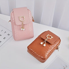 Woven Pattern Zipper Shoulder Bag