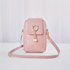 Woven Pattern Zipper Shoulder Bag