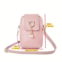 Woven Pattern Zipper Shoulder Bag