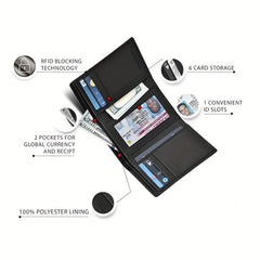 Men's RFID Tri fold Wallet Large Capacity