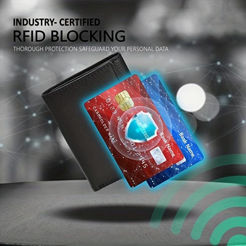 Men's RFID Tri fold Wallet Large Capacity
