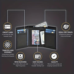 Men's RFID Tri fold Wallet Large Capacity
