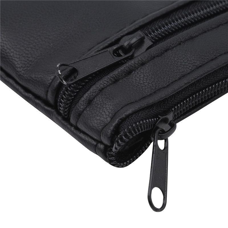 Men's Zipper Short PU Leather Phone Coin Purse