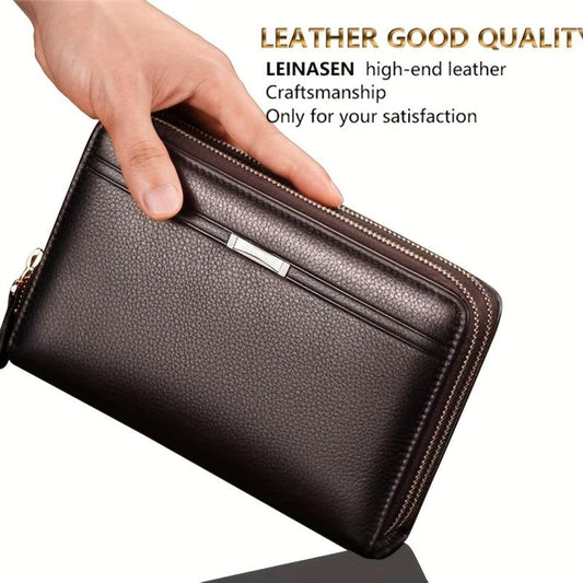 Men's Long PU Leather Clutch Wallet Travel Tote Bag Gift