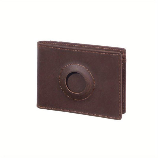 Leather Bifold Wallet Tracker RFID Blocking Wallet Air Tag Holder
