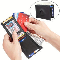 Leather Bifold Wallet Tracker RFID Blocking Wallet Air Tag Holder