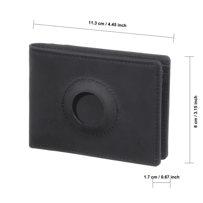 Leather Bifold Wallet Tracker RFID Blocking Wallet Air Tag Holder