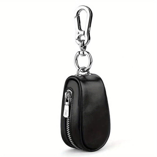 Leather Remote Car Key Case with Zipper Bag & Keychain Holder