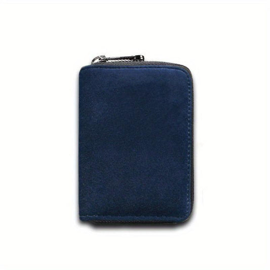 Men's Suede Zipper Wallet Card Holder Coin Purse