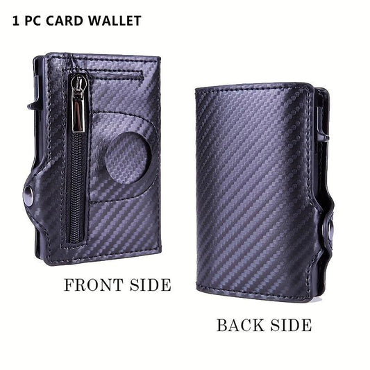 Men's RFID Blocking Card Holder Wallet with Zipper Coin Purse