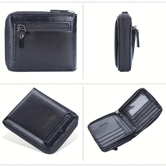 Men's Leather Large Capacity Card Holder Zipper Wallet Purse