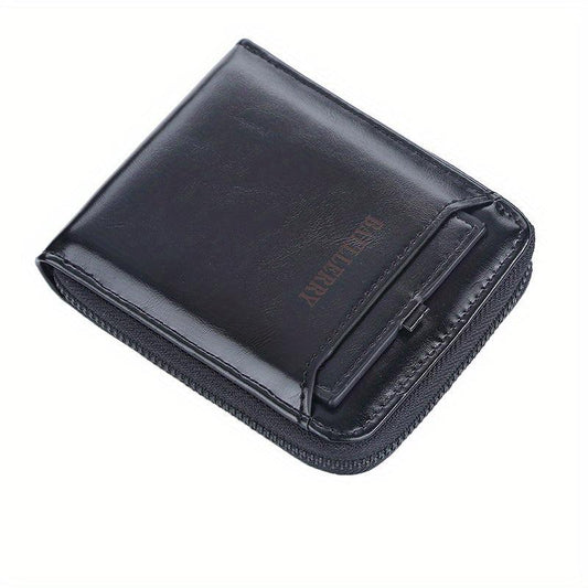 Men's Leather Large Capacity Card Holder Zipper Wallet Purse