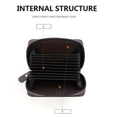 Men's Zipper Card Holder Short Wallet Multifunctional Vintage Coin Purse