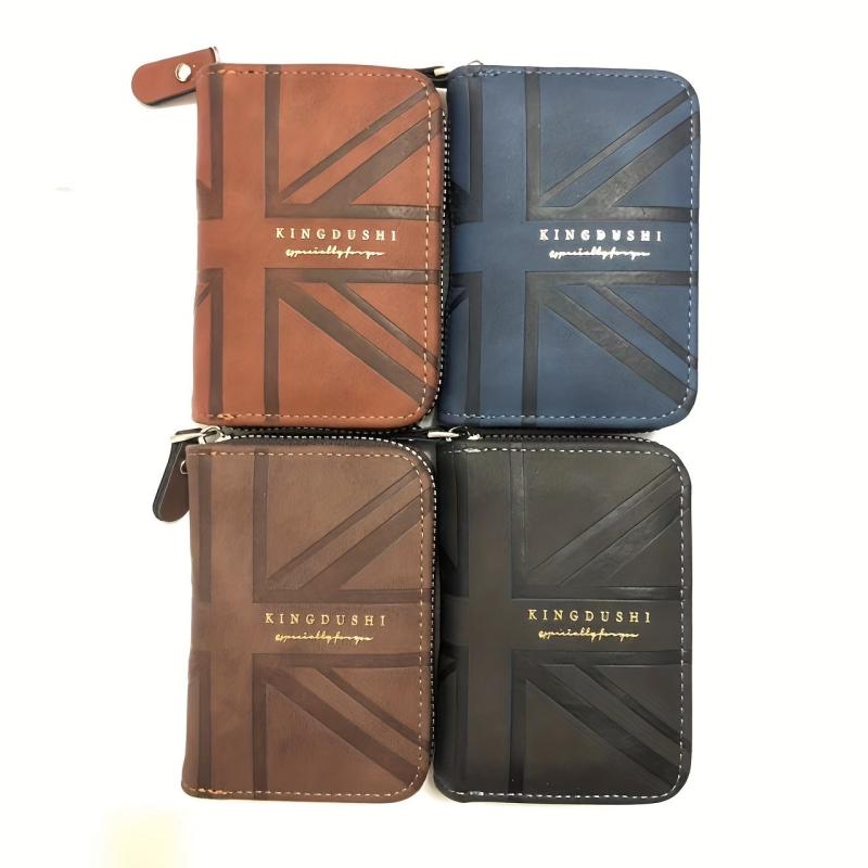 Men's Zipper Card Holder Short Wallet Multifunctional Vintage Coin Purse