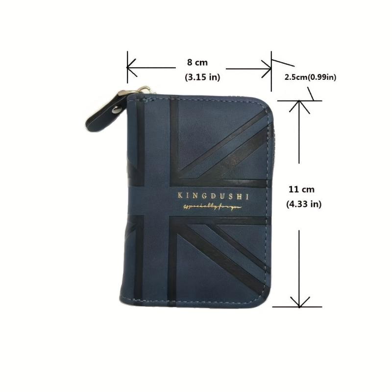 Men's Zipper Card Holder Short Wallet Multifunctional Vintage Coin Purse
