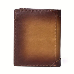 Men's Leather Short Wallet RFID Blocking Zipper Card Holder