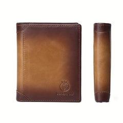 Men's Leather Short Wallet RFID Blocking Zipper Card Holder