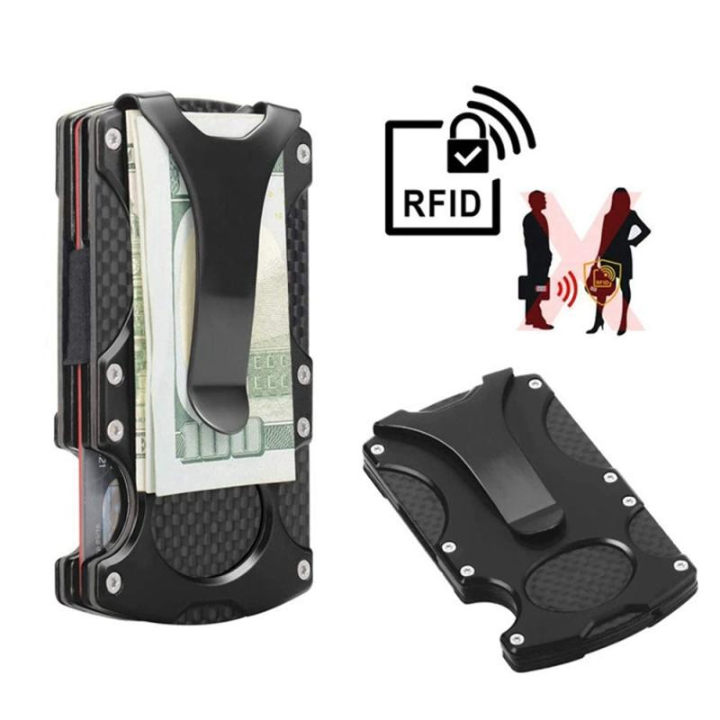 Men's RFID Blocking Carbon Fiber Money Clip Wallet