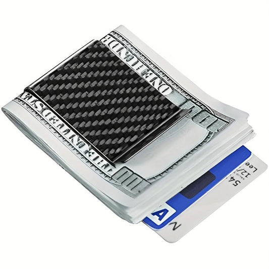 Men's Carbon Fiber Money Clip Minimalist Pocket Wallet
