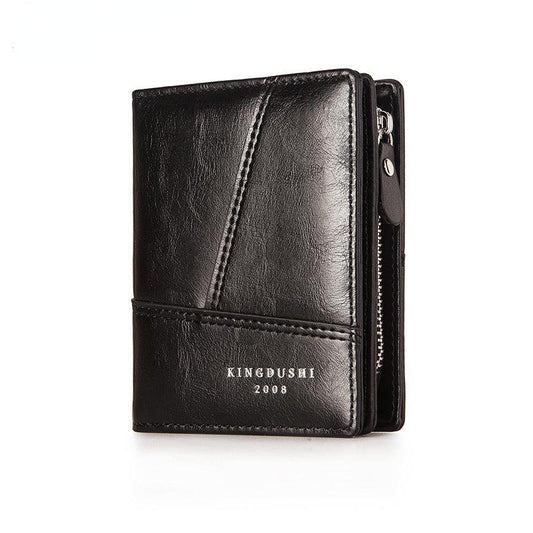 Soft Leather Bifold Wallet Multifunctional Zipper Purse Card Bag