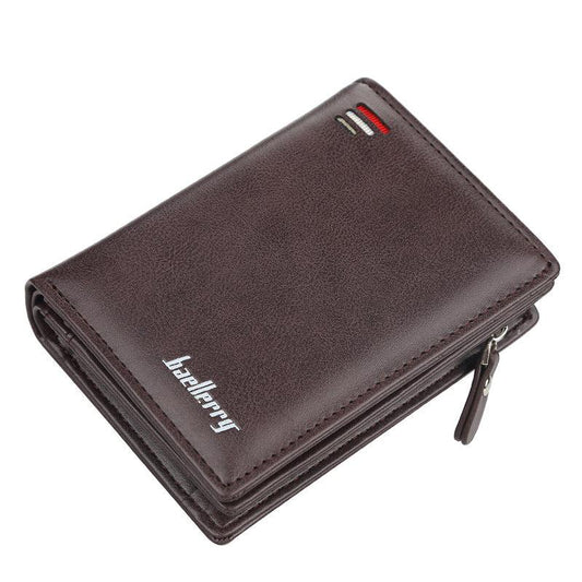 Men's Short Vertical Wallet with Button Pocket