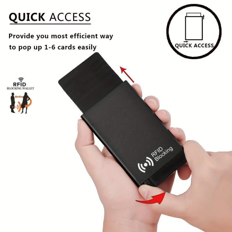 RFID Blocking Men Credit Card Bag Smart Wallet Pop Up Card Case