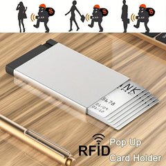RFID Blocking Men Credit Card Bag Smart Wallet Pop Up Card Case