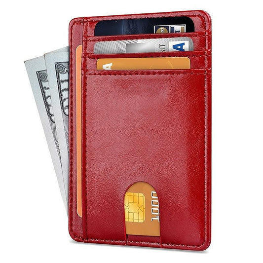 RFID Blocking Leather Slim Front Pocket Wallet for Men